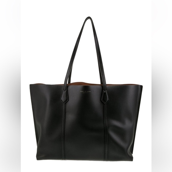 Tory Burch Black Leather Tote with Camel Leather Interor - Picture 3 of 6